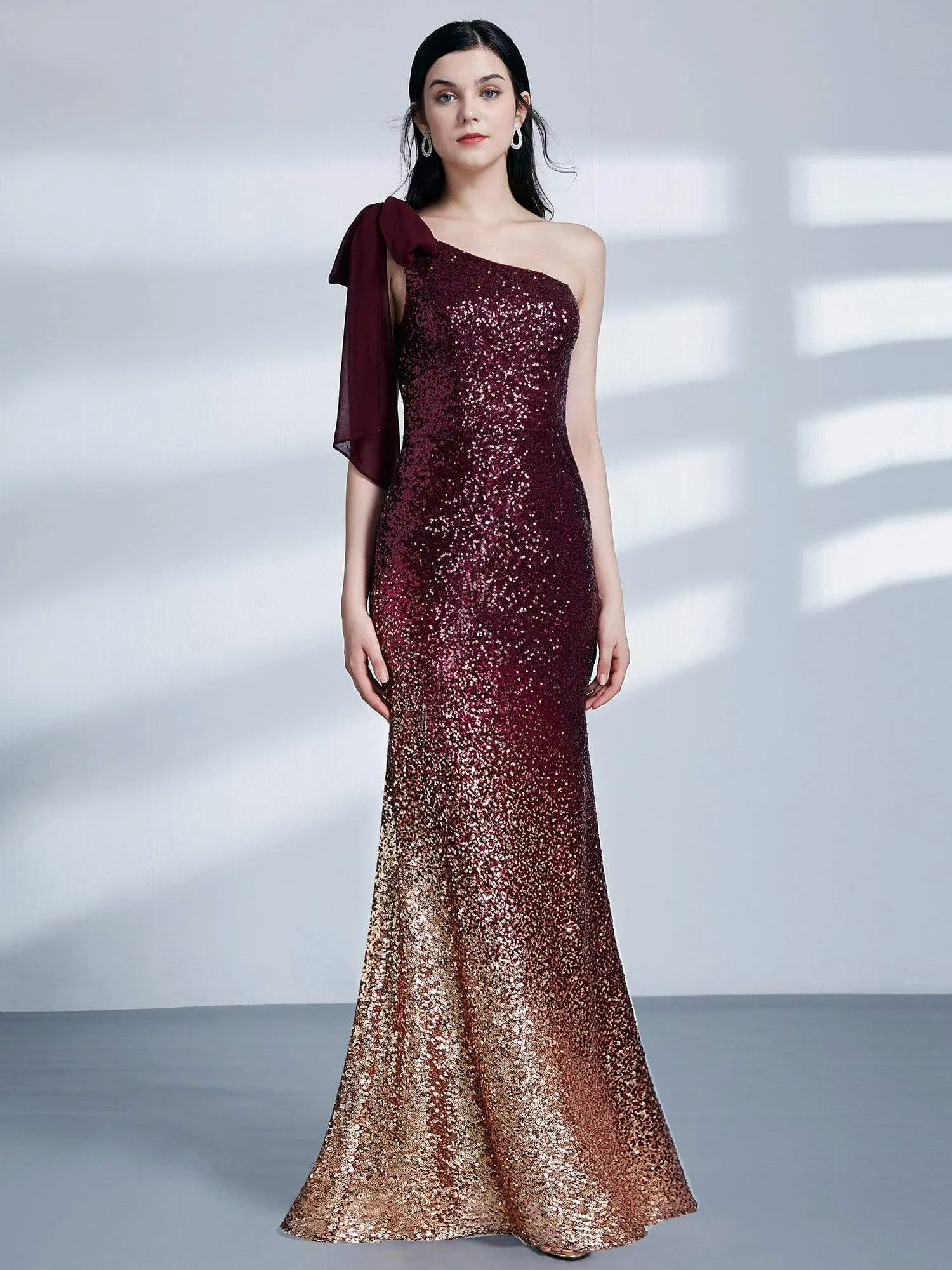 Maxi Long One Shoulder Sequin Evening Dresses for Party