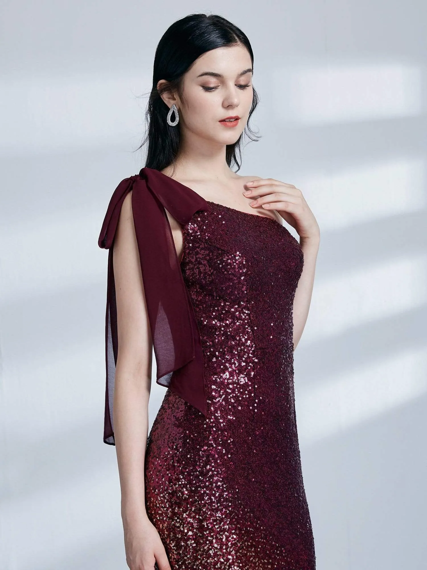 Maxi Long One Shoulder Sequin Evening Dresses for Party