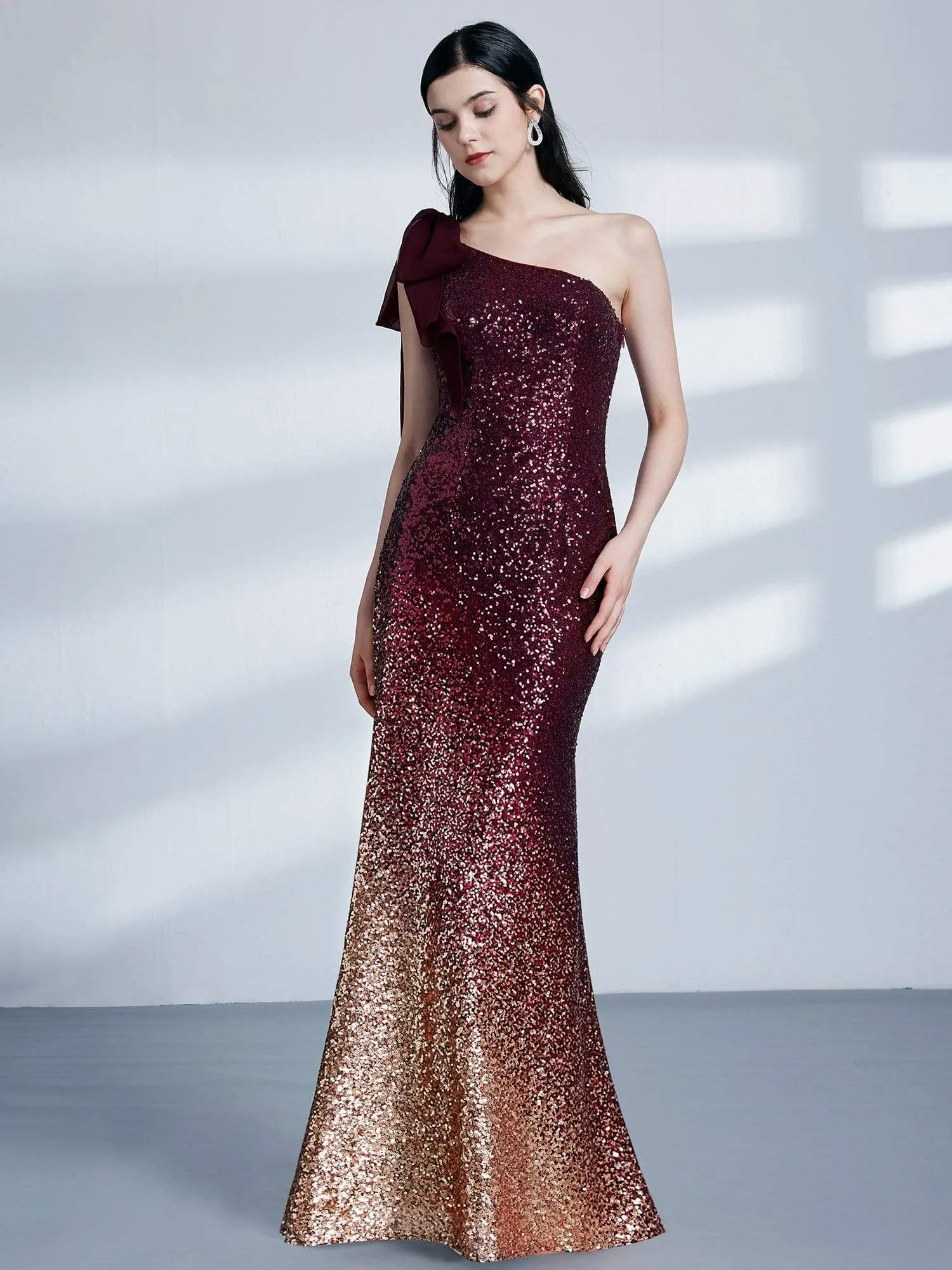 Maxi Long One Shoulder Sequin Evening Dresses for Party