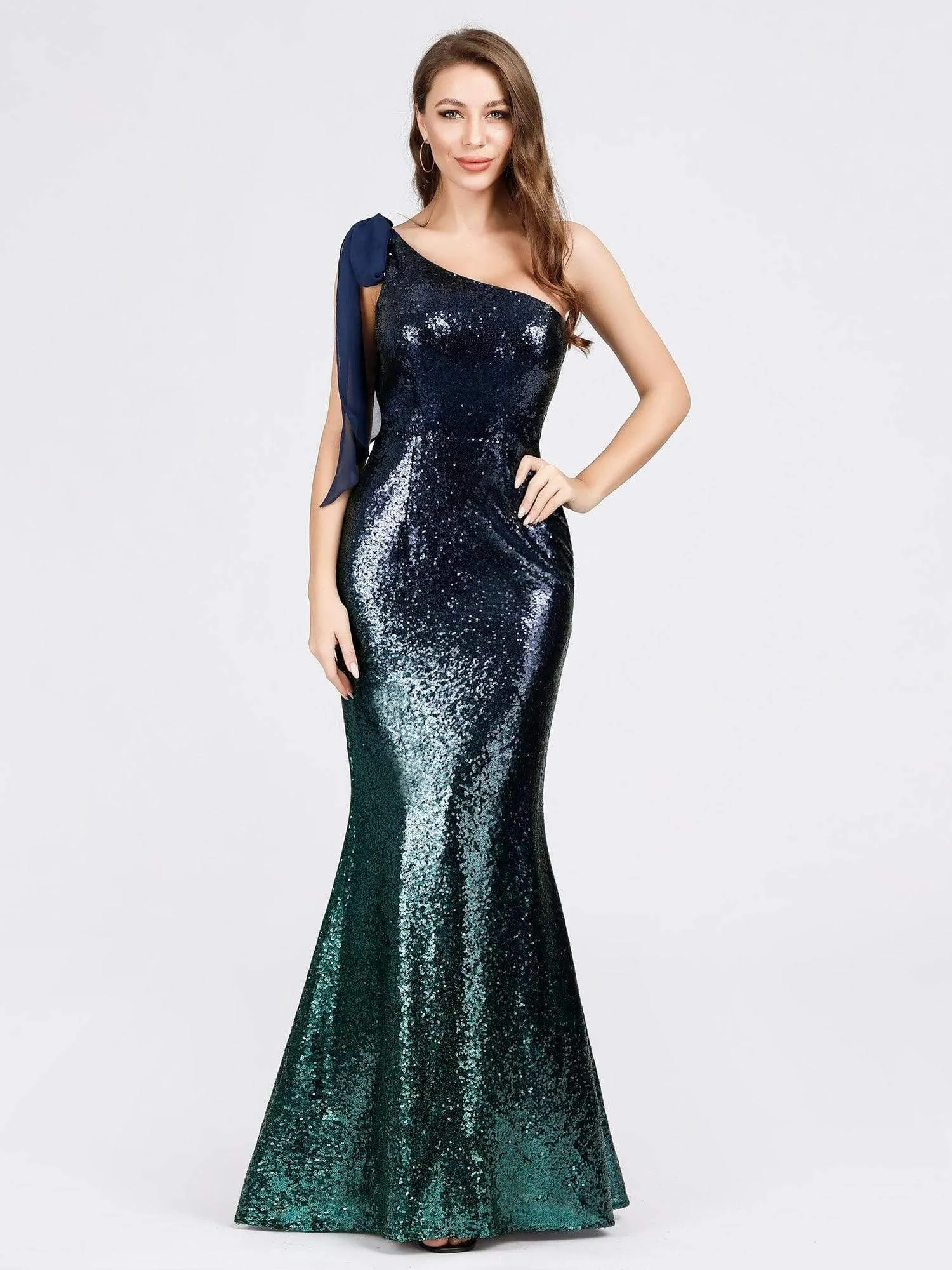 Maxi Long One Shoulder Sequin Evening Dresses for Party