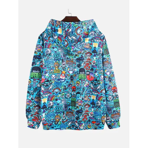 Mens Funny Cartoon Floral Hoodies