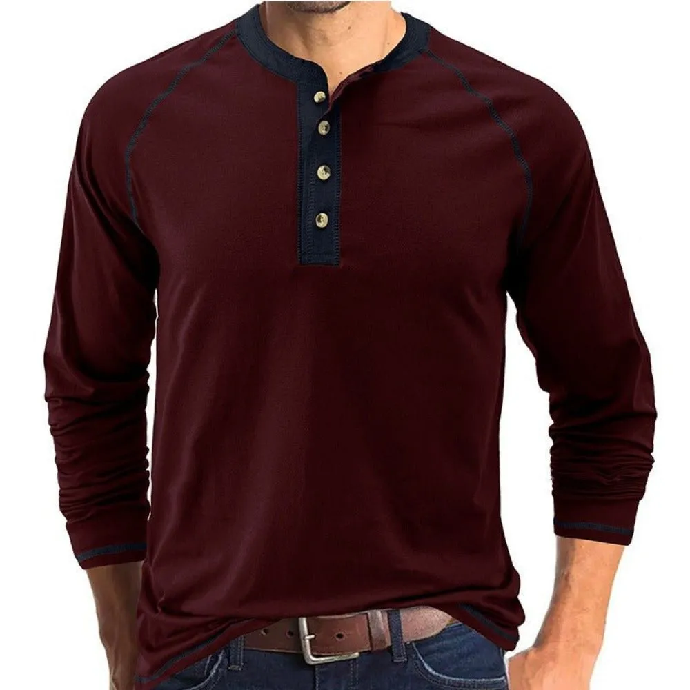 Men's Long Sleeve T-Shirt With Buttons