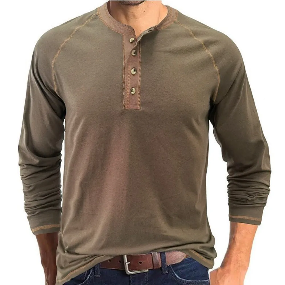 Men's Long Sleeve T-Shirt With Buttons