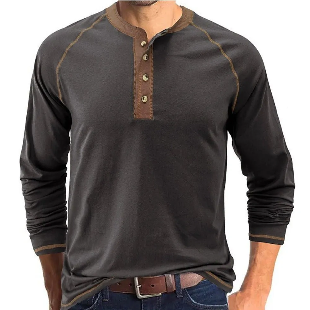 Men's Long Sleeve T-Shirt With Buttons