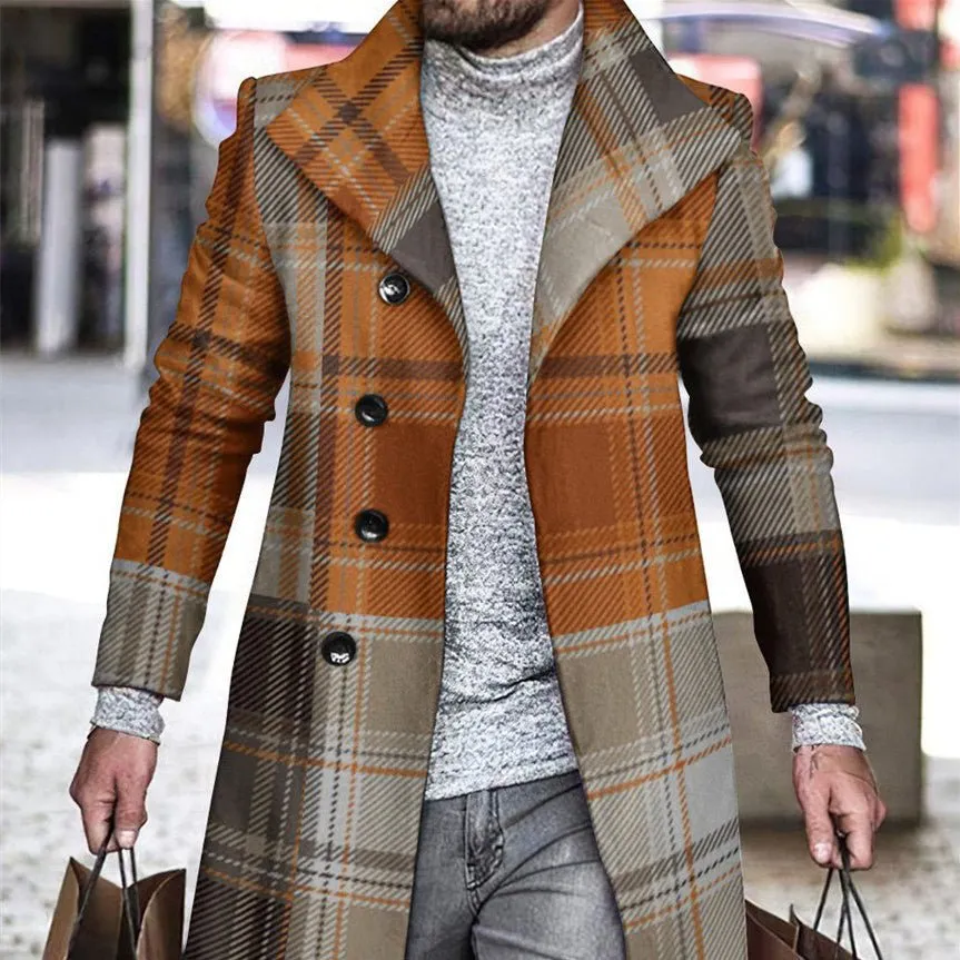 Men's Long Warm Polyester Coat