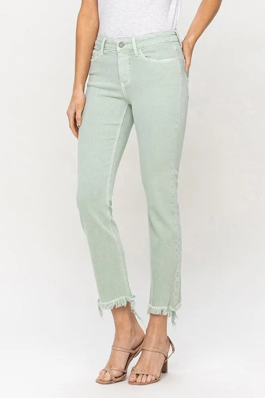 Mid Rise Crop Straight Jeans