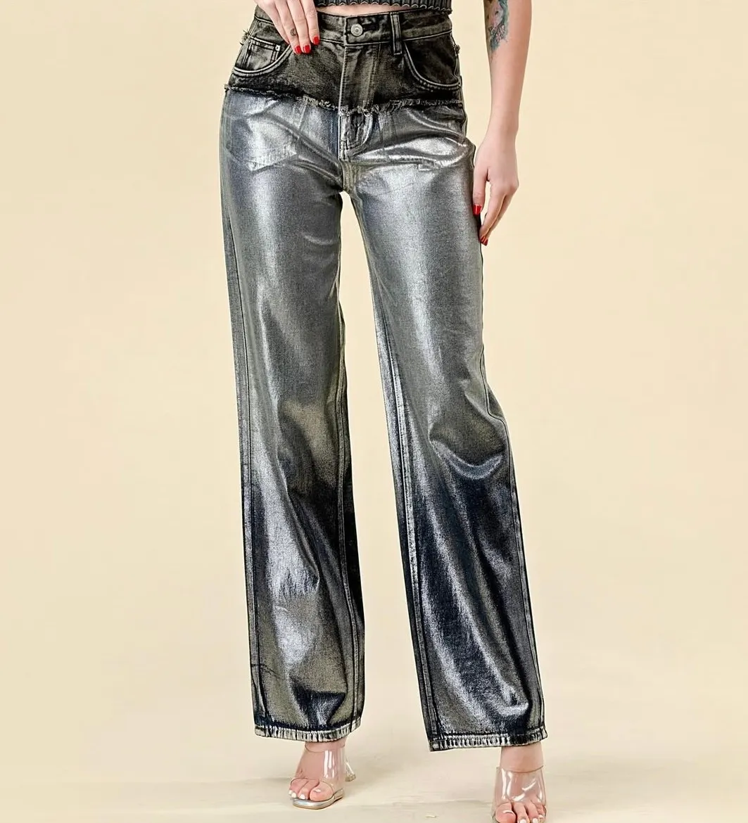 PEARLESCENT STRAIGHT LEG JEANS