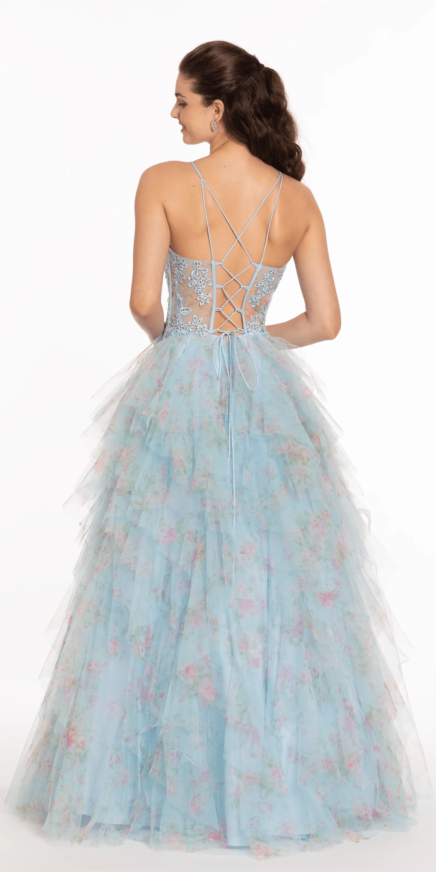 Print Sweetheart Corset Lace Up Back Ballgown