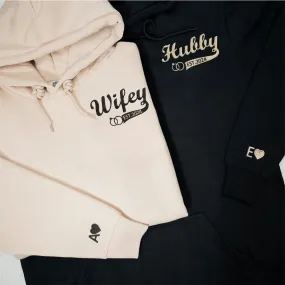 "Hubby and Wifey Anniversary" Custom Hoodies - Personalized Anniversary Gifts For Couples