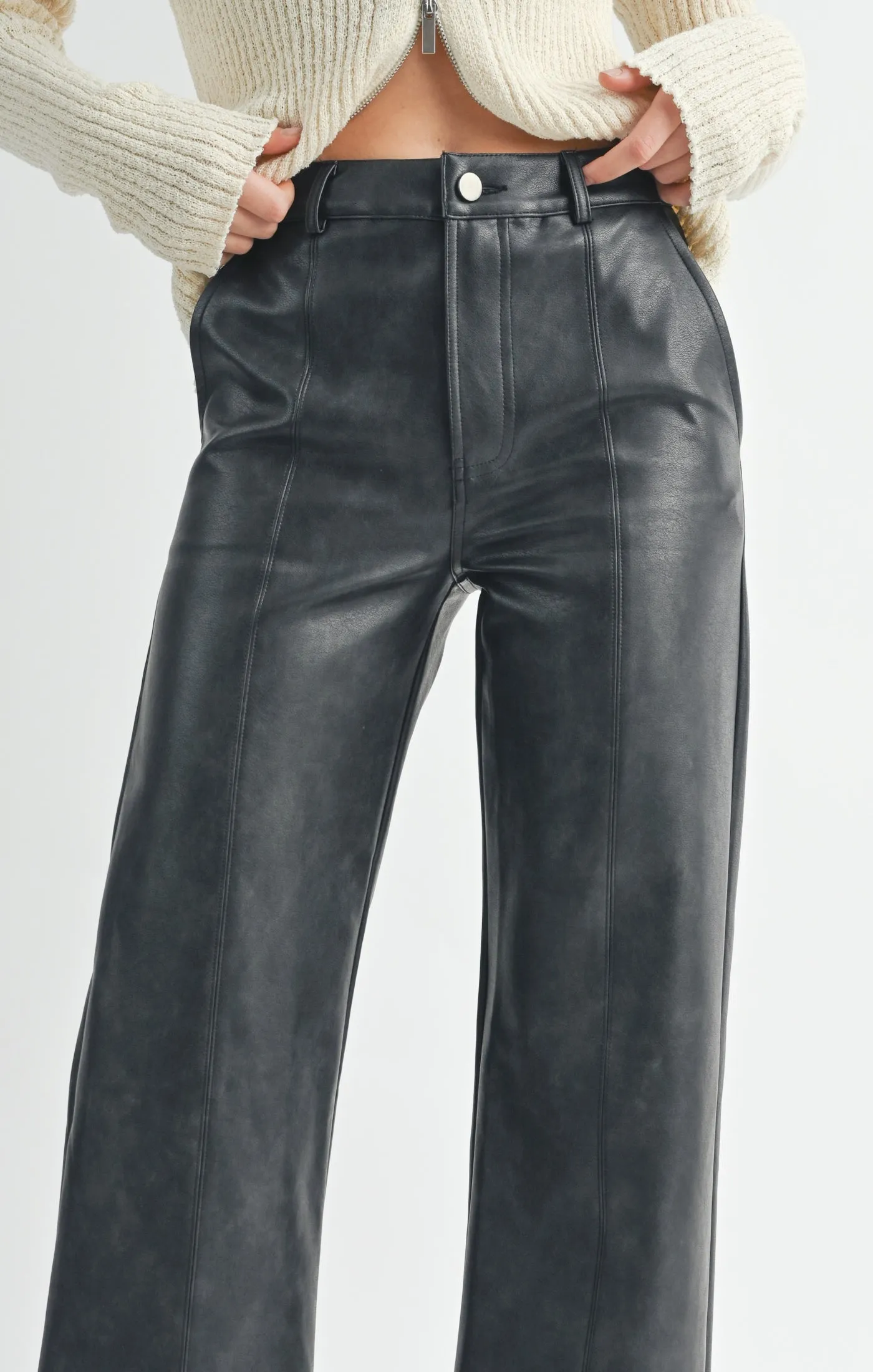 Rebel Seamed Vegan Leather Pants