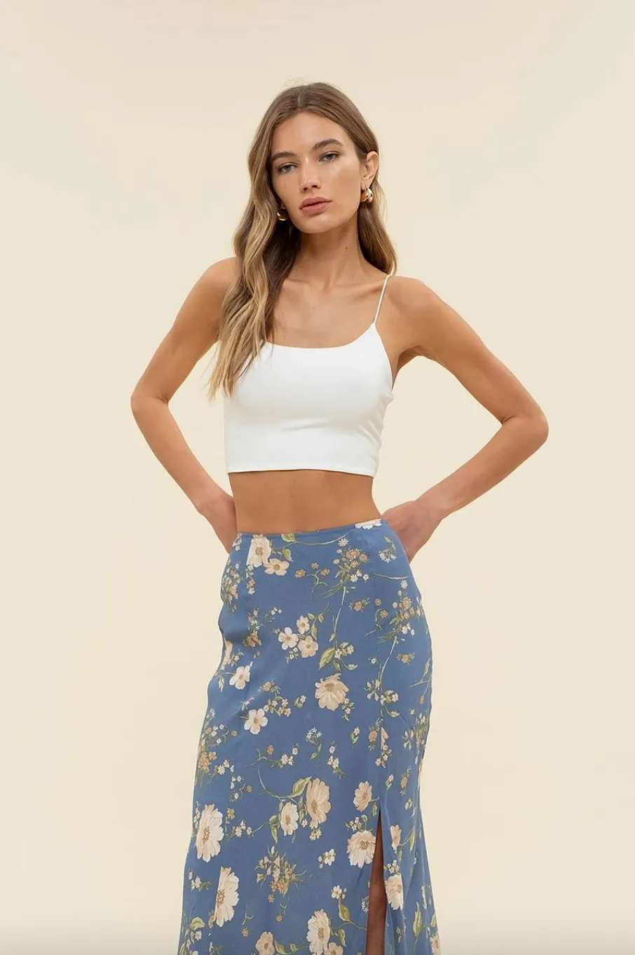 sarah floral midi skirt