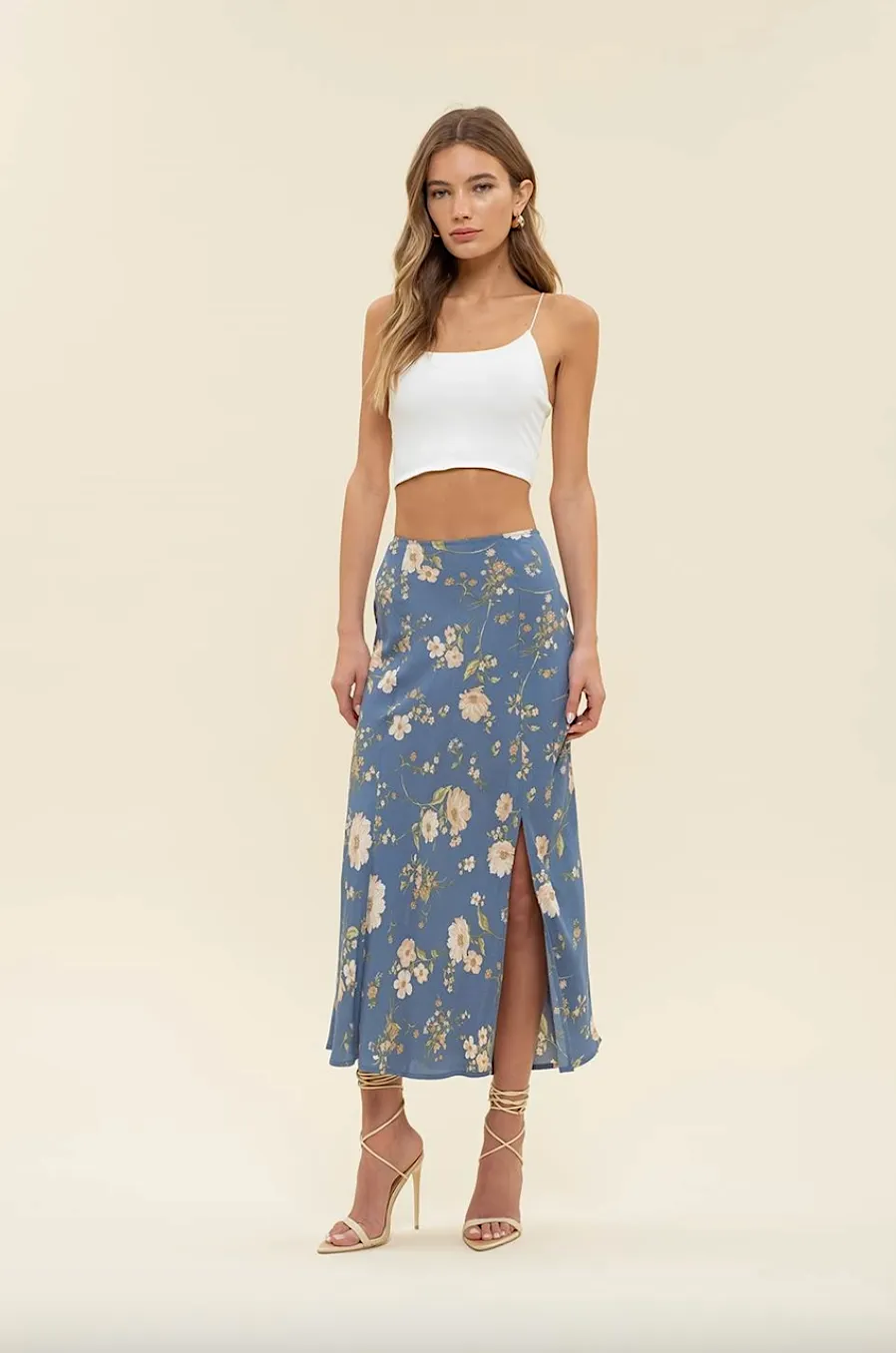 sarah floral midi skirt