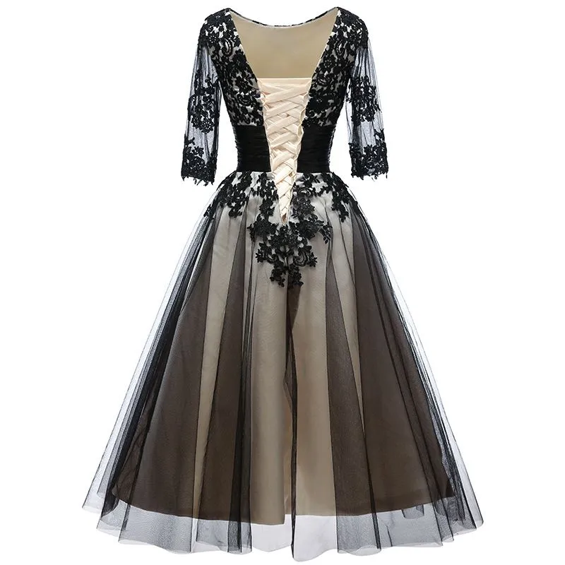 sd-hk Black Prom Long Sleeve Women Maxi Gowns