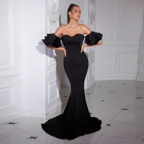 Sheath Split Black Mermaid Gown