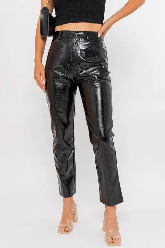 Shiny Gloss Faux Leather Pants