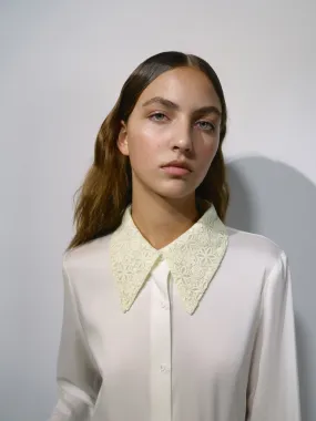 Silk blouse with lace