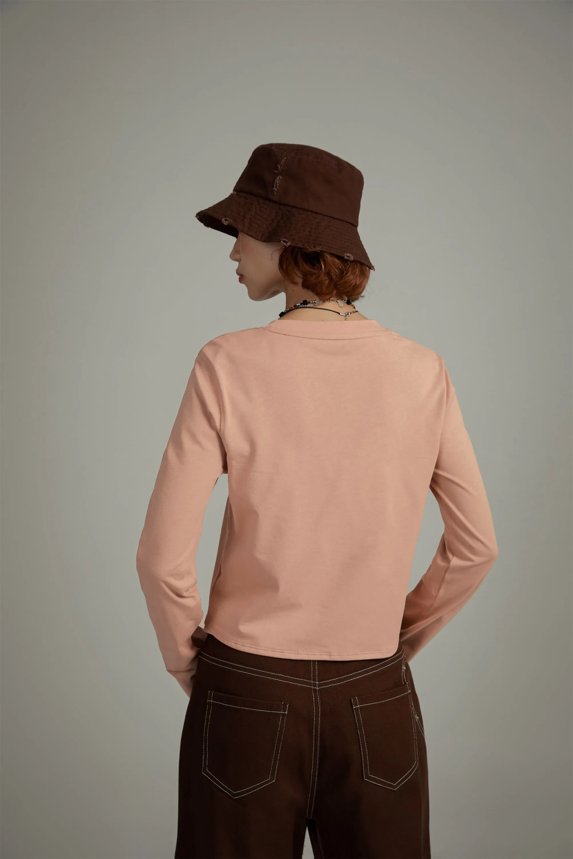 Simple Unbalanced Long Sleeve T-Shirt