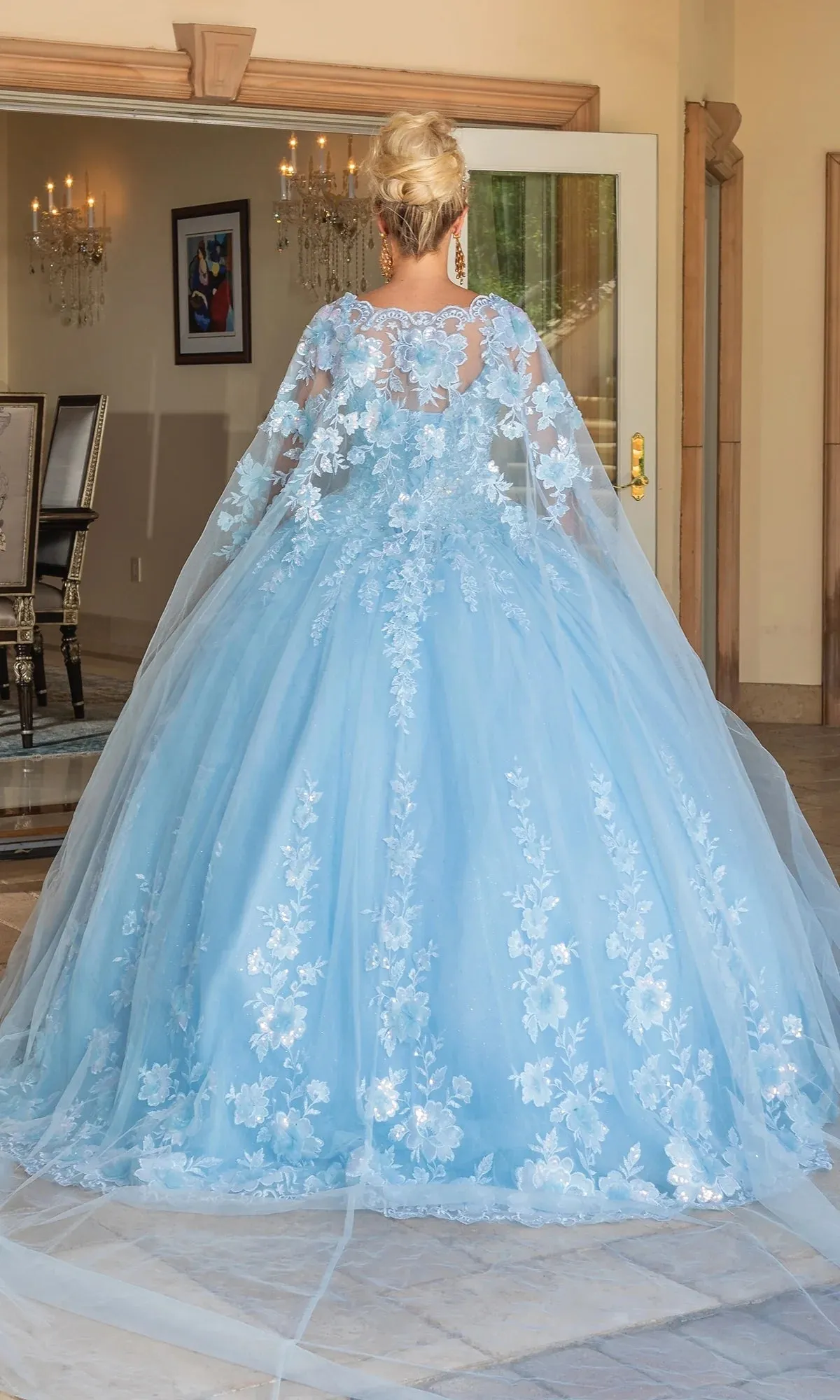 Sky Blue Ball Gown Quinceanera Dresses Princess Dress Tulle with Appliques