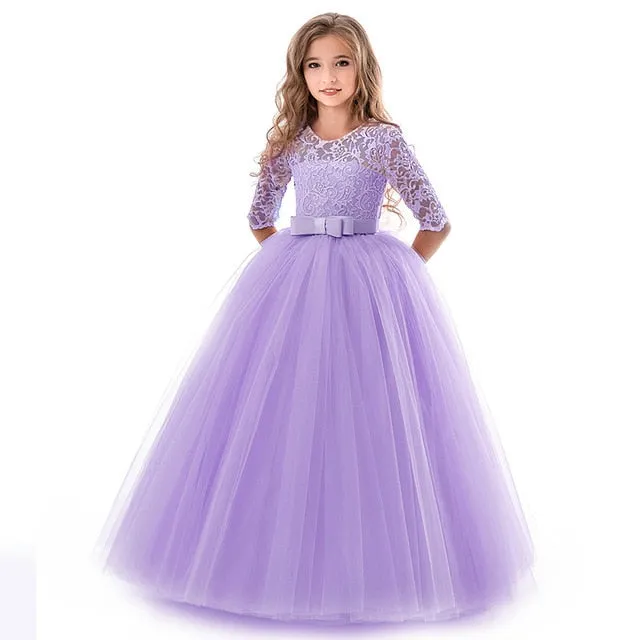 Stylish Sweet Girls' Lace Ball Gowns With Embroidery