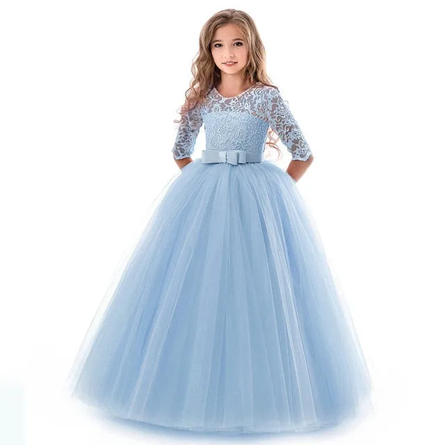 Stylish Sweet Girls' Lace Ball Gowns With Embroidery