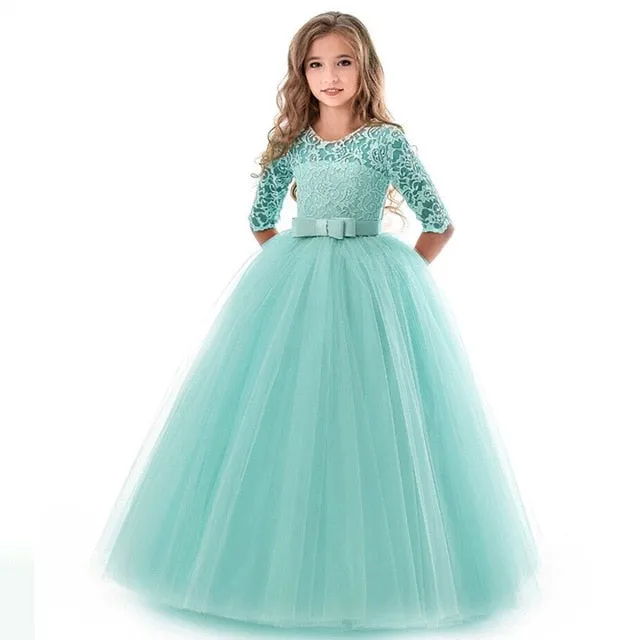 Stylish Sweet Girls' Lace Ball Gowns With Embroidery