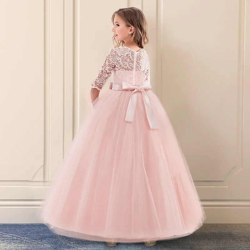 Stylish Sweet Girls' Lace Ball Gowns With Embroidery