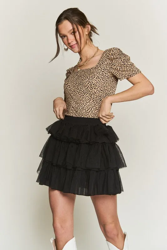 TEEK - SOLID MESH TIERED SKIRTS