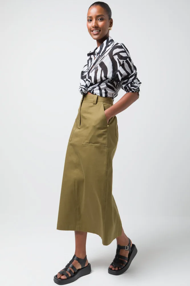 Utility Twill Skirt Green