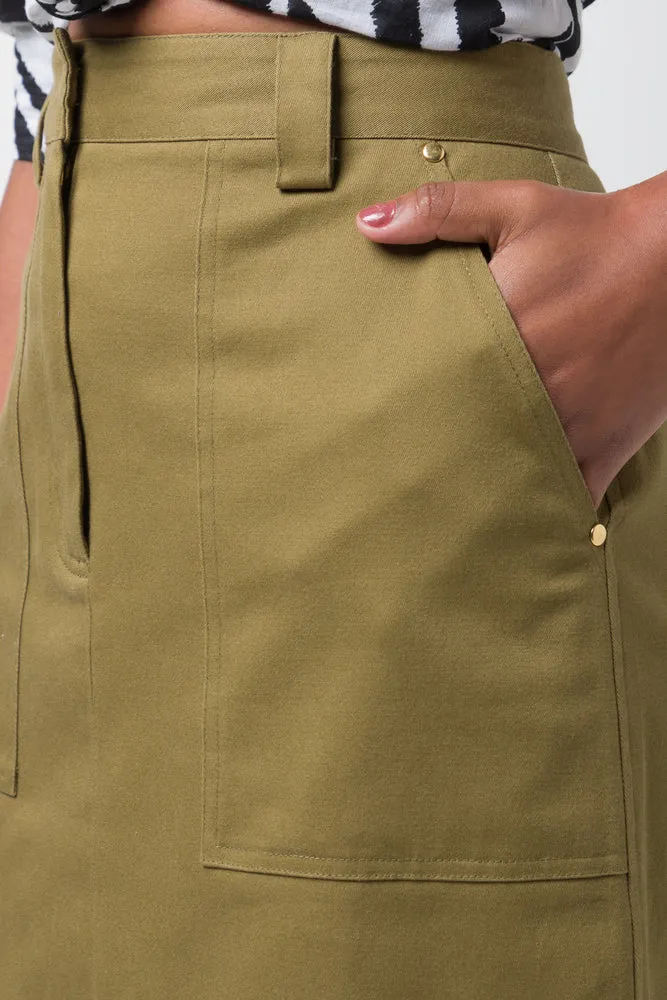 Utility Twill Skirt Green