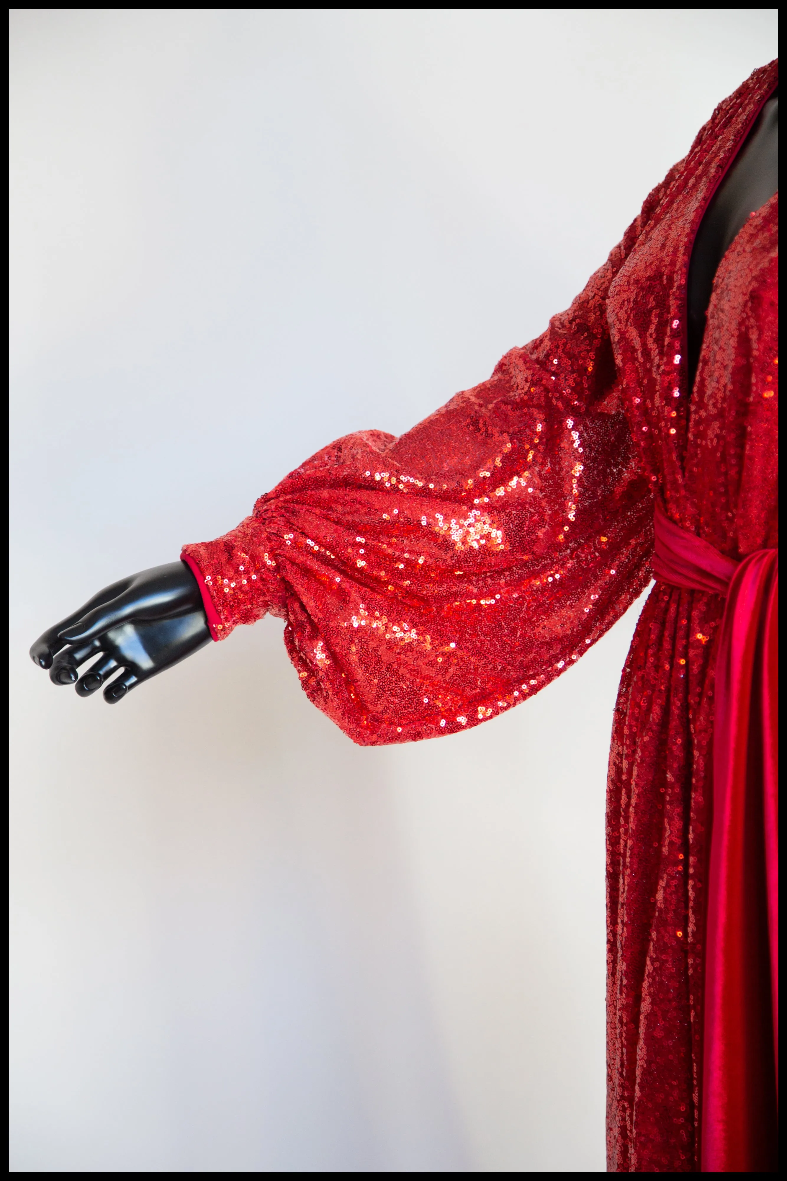 Vamp - Red Sequin Bishop Sleeve Gown