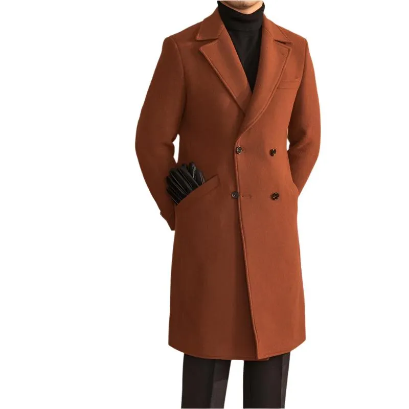 Warm Mid-Length Wool Coat For Men