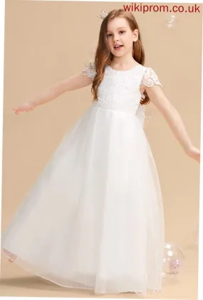 With Bow(s) Sleeves Scoop Girl - Dress Neck Flower Girl Dresses Tulle/Lace Ball-Gown/Princess Short Mariela Flower Floor-length