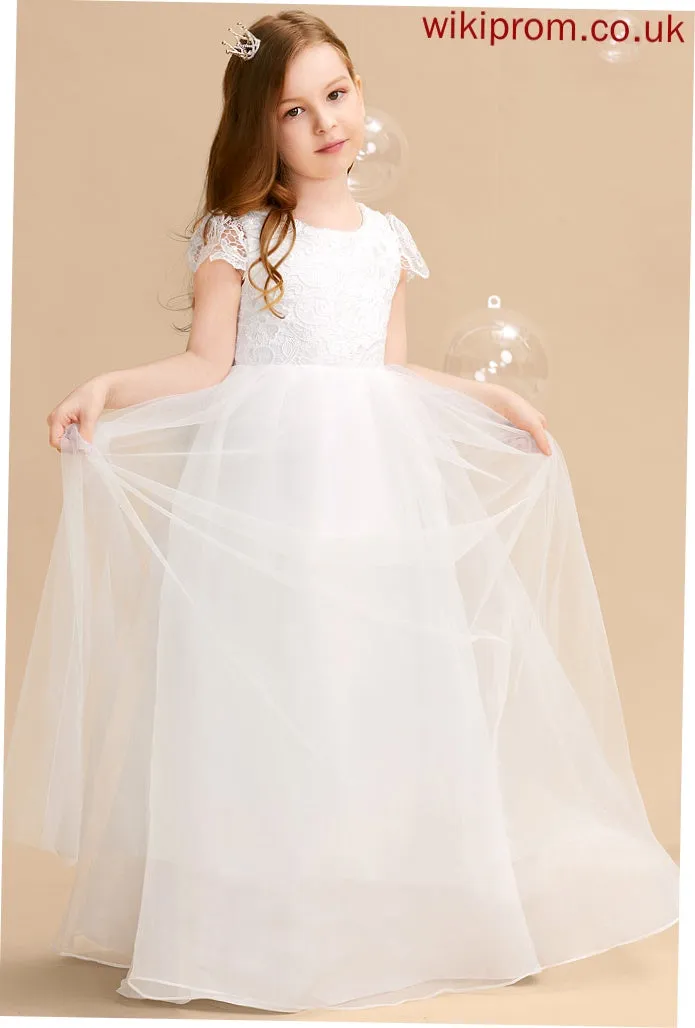 With Bow(s) Sleeves Scoop Girl - Dress Neck Flower Girl Dresses Tulle/Lace Ball-Gown/Princess Short Mariela Flower Floor-length