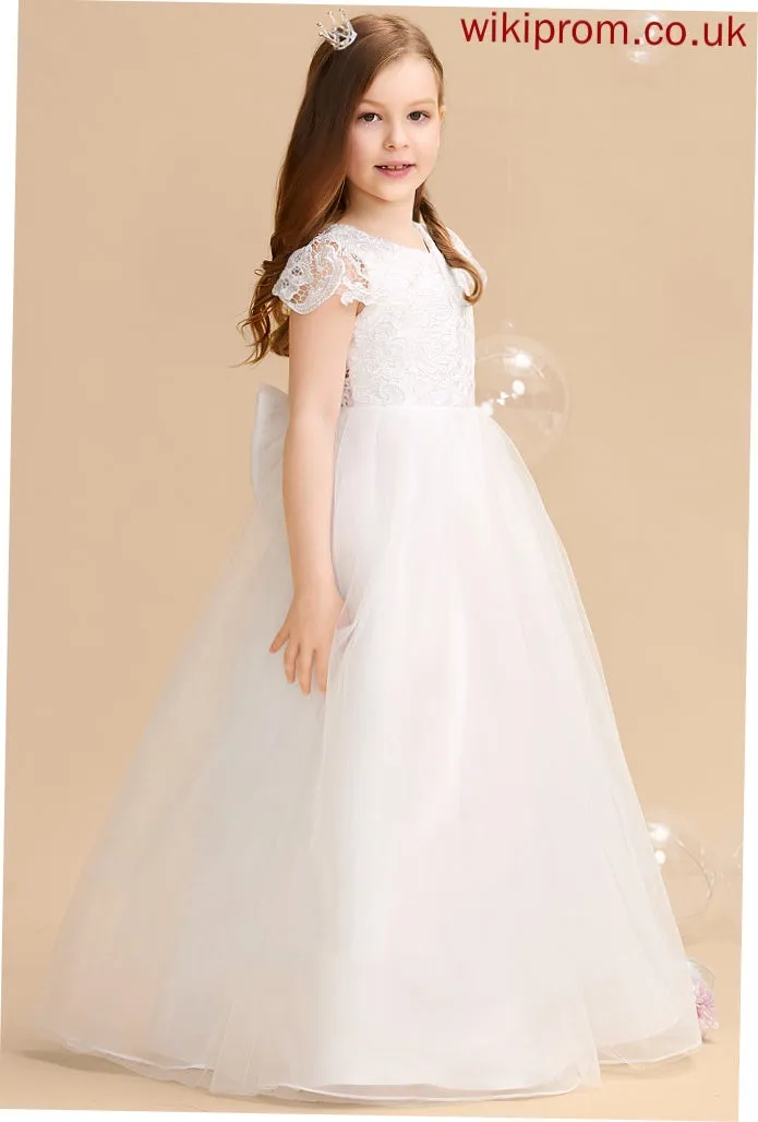 With Bow(s) Sleeves Scoop Girl - Dress Neck Flower Girl Dresses Tulle/Lace Ball-Gown/Princess Short Mariela Flower Floor-length