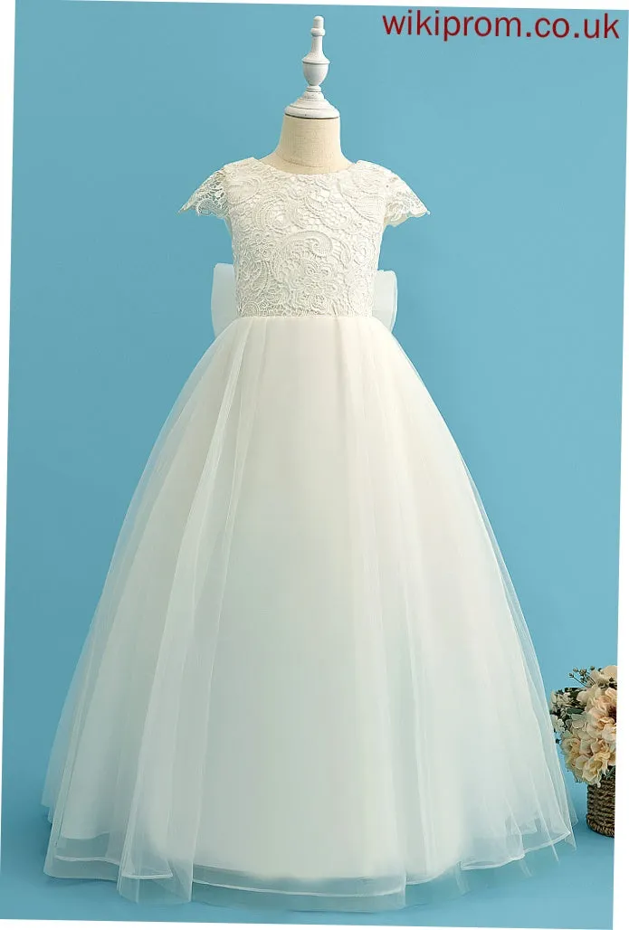 With Bow(s) Sleeves Scoop Girl - Dress Neck Flower Girl Dresses Tulle/Lace Ball-Gown/Princess Short Mariela Flower Floor-length