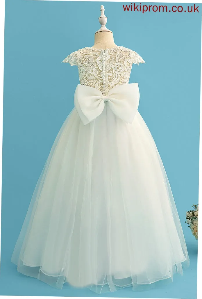 With Bow(s) Sleeves Scoop Girl - Dress Neck Flower Girl Dresses Tulle/Lace Ball-Gown/Princess Short Mariela Flower Floor-length