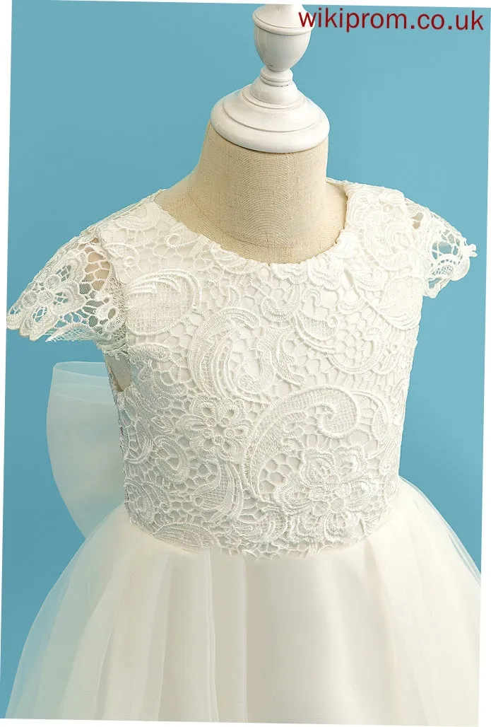 With Bow(s) Sleeves Scoop Girl - Dress Neck Flower Girl Dresses Tulle/Lace Ball-Gown/Princess Short Mariela Flower Floor-length