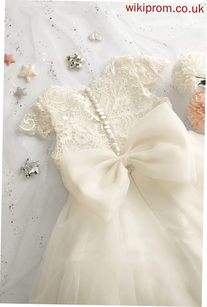 With Bow(s) Sleeves Scoop Girl - Dress Neck Flower Girl Dresses Tulle/Lace Ball-Gown/Princess Short Mariela Flower Floor-length