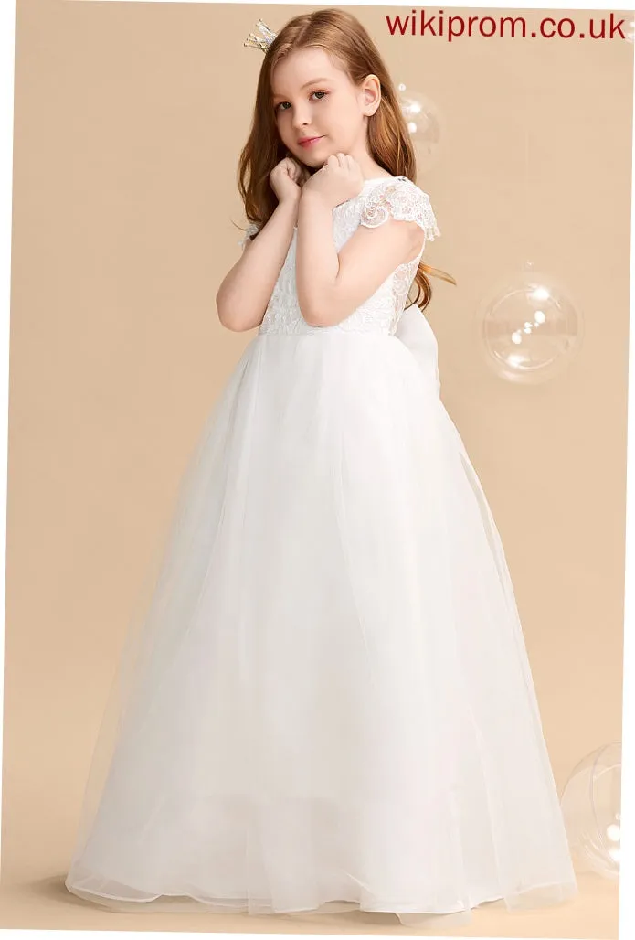 With Bow(s) Sleeves Scoop Girl - Dress Neck Flower Girl Dresses Tulle/Lace Ball-Gown/Princess Short Mariela Flower Floor-length