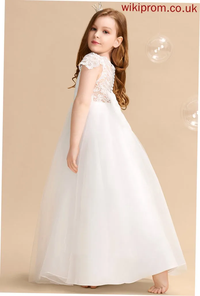 With Bow(s) Sleeves Scoop Girl - Dress Neck Flower Girl Dresses Tulle/Lace Ball-Gown/Princess Short Mariela Flower Floor-length