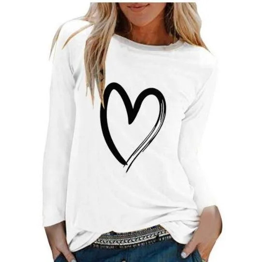 Women Casual Print Long Sleeve Loose T Shirt