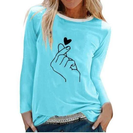 Women Casual Print Long Sleeve Loose T Shirt