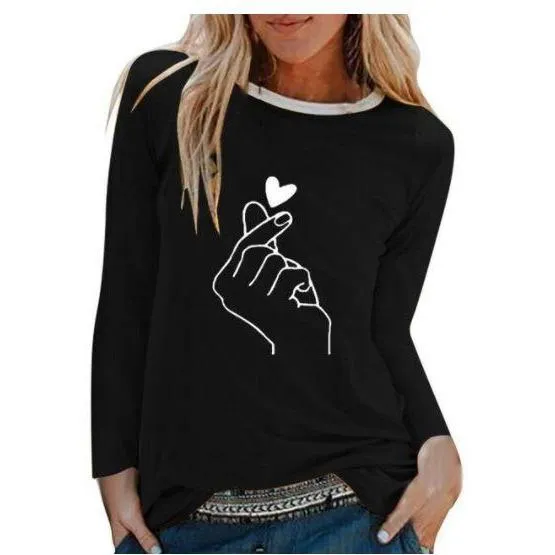 Women Casual Print Long Sleeve Loose T Shirt