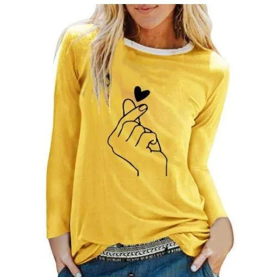 Women Casual Print Long Sleeve Loose T Shirt