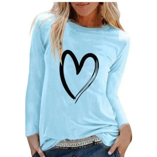 Women Casual Print Long Sleeve Loose T Shirt