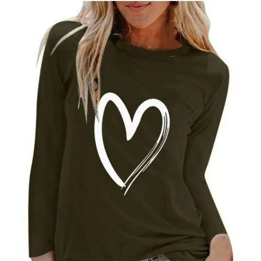 Women Casual Print Long Sleeve Loose T Shirt