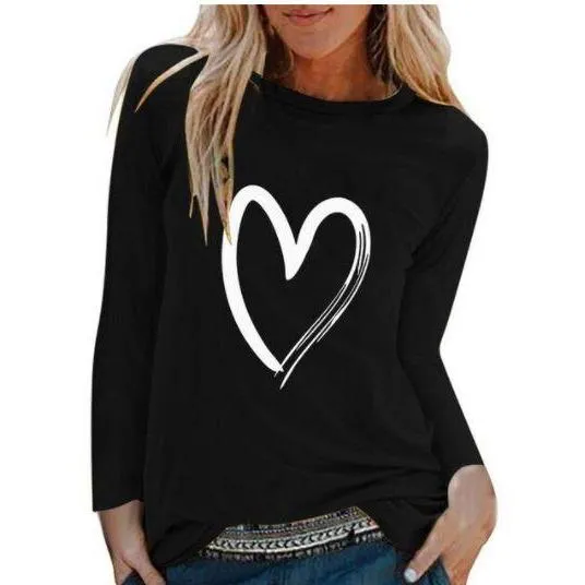 Women Casual Print Long Sleeve Loose T Shirt