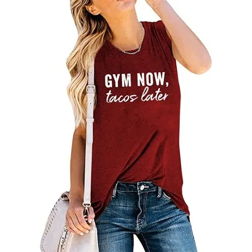 Women Gym Now Tacos Later Tank Top Funny Workout Shirt