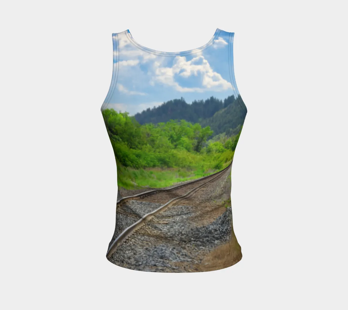 Women's All-Over Fitted Long Tank Top - Edworthy Park CPKC Tracks