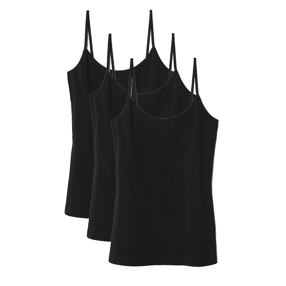 Womens Basic Short spaghetti strap Cotton Tank Top 3 Pack